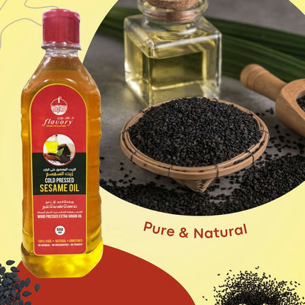 Flavory Cold Pressed Sesame Oil, Pure & Natural Oil for Cooking and Skin Care, 500ml