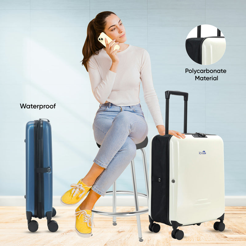 iCruze Foldable Cabin Luggage Trolley Bag – Compact, Lightweight, Durable Rolling Suitcase with Telescopic Handle, Multiple Compartments for Travel & Business