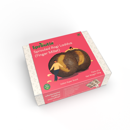 Flavory Sprouted Finger (Ragi) Laddu, Healthy Snack Made with Sprouted Ragi, Ghee & Jaggery, Nutritious & Delicious, 150g