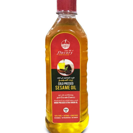 Flavory Cold Pressed Sesame Oil, Pure & Natural Oil for Cooking and Skin Care, 500ml