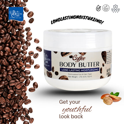 GC Beauty Care Coffee Body Butter – 170ml / 5.7oz – Long-Lasting Moisturizer for All Skin Types