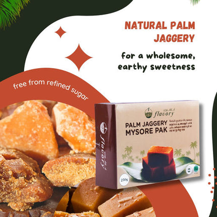 Flavory Palm Jaggery Mysore Pak, Made with Natural Palm Jaggery and Pure Ghee, Traditional Indian Sweet, 200g