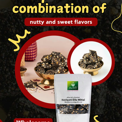 Flavory Kovilpatti Sesame Candy (Ellu Mittai), Traditional South Indian Sweet Made with Sesame Seeds & Jaggery, Healthy & Flavorful, 100g