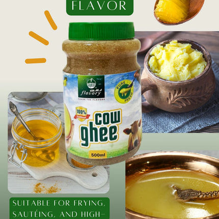 Flavory Cow Ghee, Pure & Natural Clarified Butter for Cooking and Skincare, 500ml