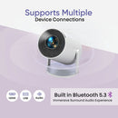 iCruze PixelStream Smart Projector - 720p HD, 4500 Lumens, Android 12, Wi-Fi, Bluetooth, HDMI, USB - Portable Mini Home Theater Projector with 200” Screen Size Support