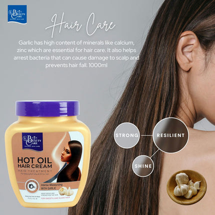 GC Beauty Care Hot Oil Hair Cream – Garlic (1000ml) Intense Moisturizing Treatment for Smooth & Sleek Hair