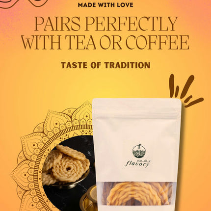 Flavory Hand Twist (Kai) Murukku, Traditional South Indian Snack Made with Rice Flour & Spices, Crispy & Savory, 200g