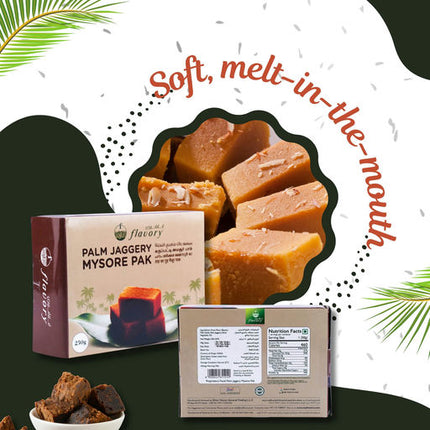 Flavory Palm Jaggery Mysore Pak, Made with Natural Palm Jaggery and Pure Ghee, Traditional Indian Sweet, 200g