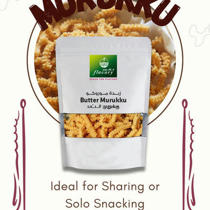 Flavory Butter Murukku (South Indian Savory Snack), Traditional Rice Flour Snack with Butter & Spices, Crispy & Flavorful, 100g