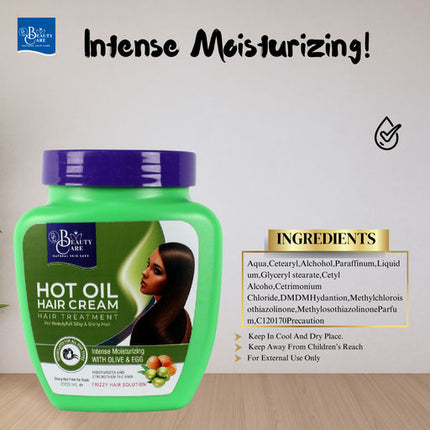GC Beauty Care Hot Oil Hair Cream – Olive & Egg (1000ml) Intense Moisturizing Formula – Frizz Control with Olive & Egg for All Hair Types