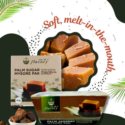Flavory Palm Jaggery Mysore Pak, Made with Natural Palm Jaggery and Pure Ghee, Traditional Indian Sweet, 2 Pieces, 80g