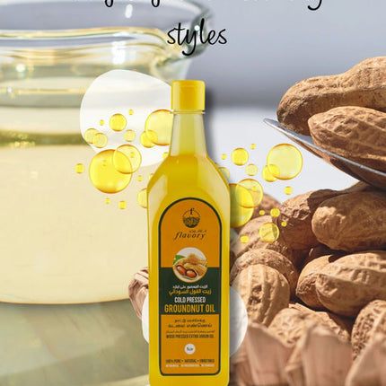 Flavory Cold Pressed Groundnut Oil, Pure & Natural Cooking Oil, Rich in Flavor and Nutrients, 1 Litre