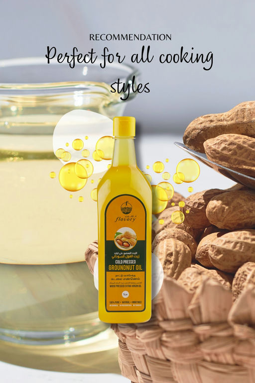 Flavory Cold Pressed Groundnut Oil, Pure & Natural Cooking Oil, Rich in Flavor and Nutrients, 1 Litre