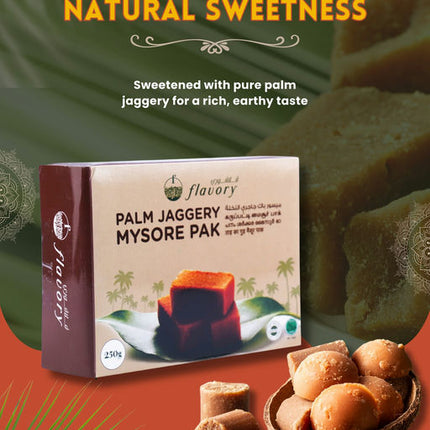 Flavory Palm Jaggery Mysore Pak, Made with Natural Palm Jaggery and Pure Ghee, Traditional Indian Sweet, 200g