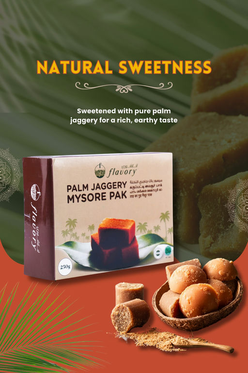 Flavory Palm Jaggery Mysore Pak, Made with Natural Palm Jaggery and Pure Ghee, Traditional Indian Sweet, 200g