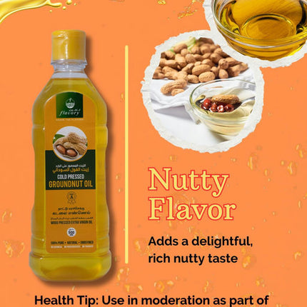 Flavory Cold Pressed Groundnut Oil, Pure & Natural Cooking Oil, Rich in Flavor and Nutrients, 500ml