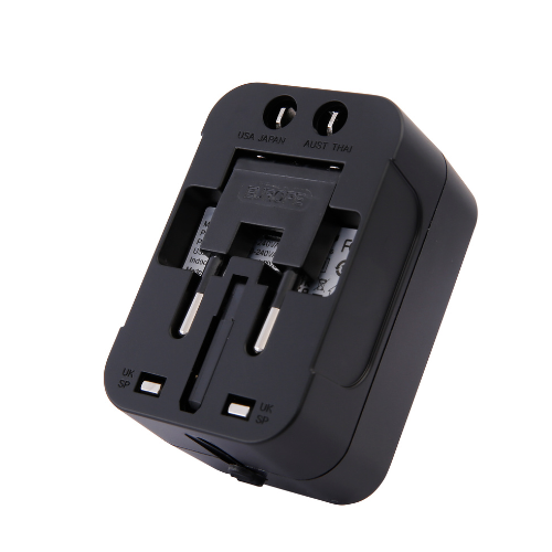 iCruze Globaplug Universal Travel Adapter USB C, World Travel Power Plug With USB, All In One Travel Plug Adapter For EU/US/UK/AU Compatible With iPhone/Samsung, Black