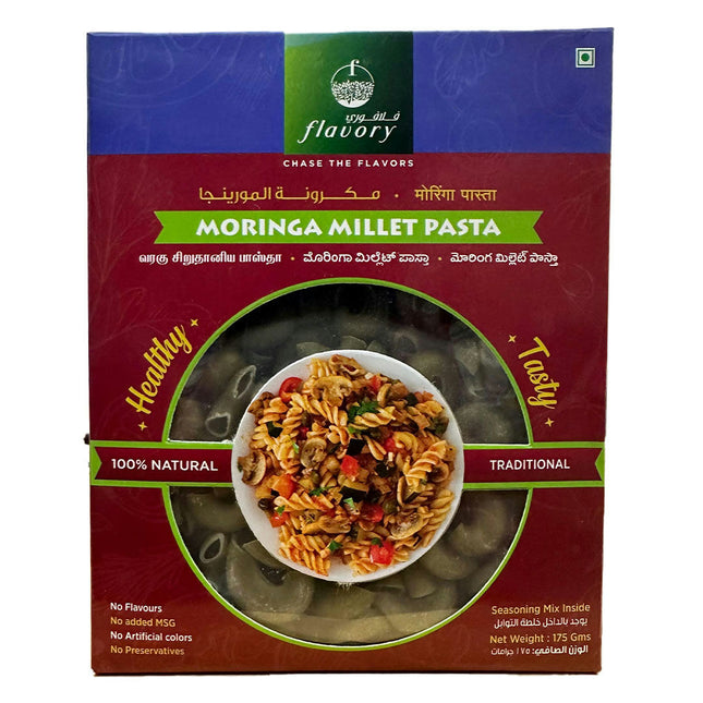 Flavory Moringa Millet Pasta, Healthy Yet Easy to Prepare, Gluten-Free & Nutrient-Rich, High in Fiber & Protein, 180g