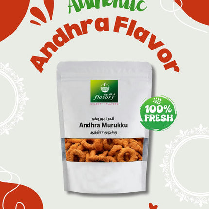 Flavory Andhra Murukku, Traditional South Indian Snack Made with Rice Flour & Spices, Crispy & Savory, 100g