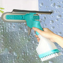 Multi-Purpose Window Cleaning Squeegee with Built-in Spray Bottle and Brush, Plastic Window Cleaner for Bedroom, Bathroom, Kitchen, Car, and Glass Surfaces