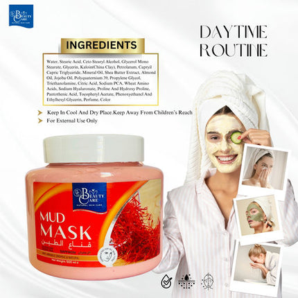GC Beauty Care Face Mud Mask – Zaffron (500ml) Helps Treat Acne & Gently Removes Dead Skin Cells – For Clear, Radiant Skin
