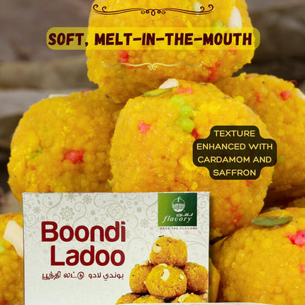 Flavory Boondi Laddu, Traditional Indian Sweet Made with Crispy Boondi and Pure Ghee, Soft & Sweet, 250g