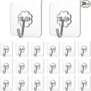 Buy and Bill Self-Adhesive Transparent Hooks for Ceiling & Wall – 20-Pack, 15 lb Capacity, Removable, Waterproof & Damage-Free Hanging Solution