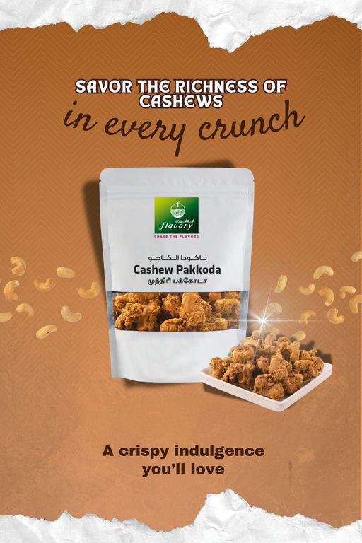 Flavory Cashew Pakkoda (South Indian Savory Snack), Crispy Snack Made with Cashews, Gram Flour & Spices, 100g