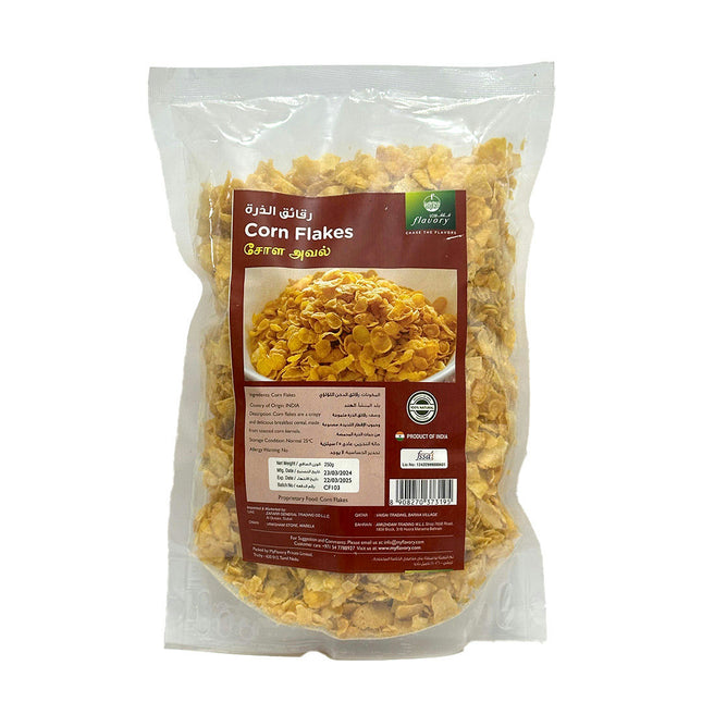 Flavory Corn Flakes, Crunchy and Nutritious Breakfast Cereal, Rich in Fiber and Essential Nutrients, Ideal for Healthy Breakfast, Porridge & Snacks, 250g