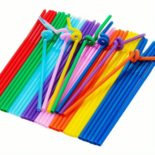 Buy and Bill Artistic Plastic Highlight Straws – 100 pcs – Colorful, Durable, and Stylish Straws for Cocktails, Parties, and Everyday Use