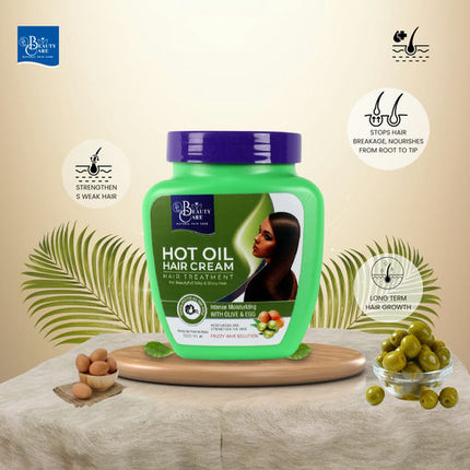 GC Beauty Care Hot Oil Hair Cream – Olive & Egg (1000ml) Intense Moisturizing Formula – Frizz Control with Olive & Egg for All Hair Types