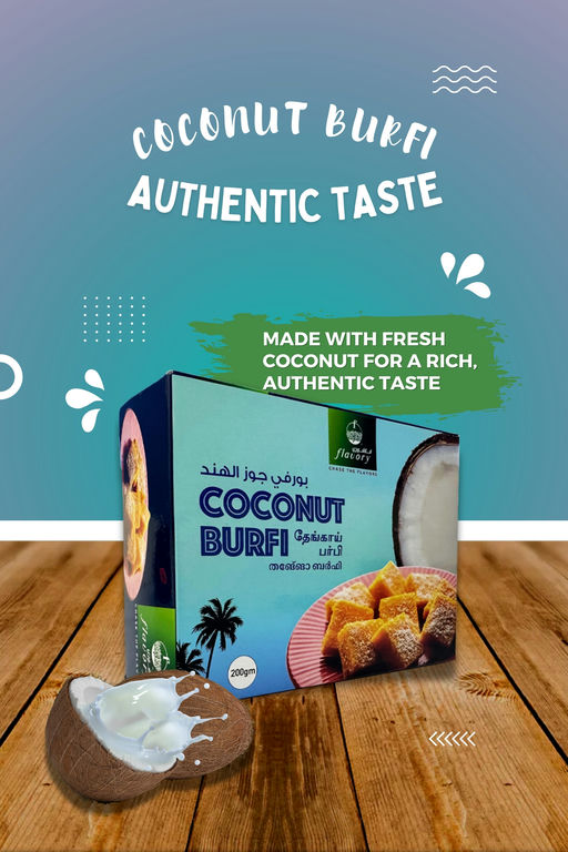 Flavory Coconut Candy (Thenga Mittai), Traditional South Indian Sweet Made with Coconut, Sugar & Spices, Healthy & Flavorful, 120g