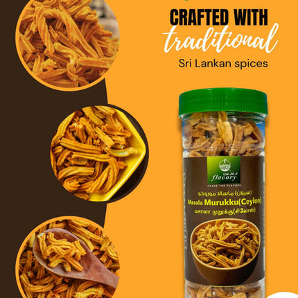 Flavory Masala (Ceylon) Muruku, Traditional South Indian Snack Made with Rice Flour & Spices, Crispy & Flavorful, 150g