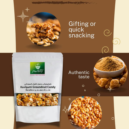 Flavory Kovilpatti Groundnut Candy (Kadalai Mittai), Traditional South Indian Sweet Made with Peanuts & Jaggery, Healthy & Flavorful, 100g