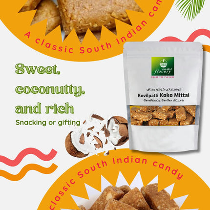 Flavory Kovilpatti Coco Mittai (Manila Mittai), Traditional South Indian Coconut Candy, Sweet & Flavorful, 100g