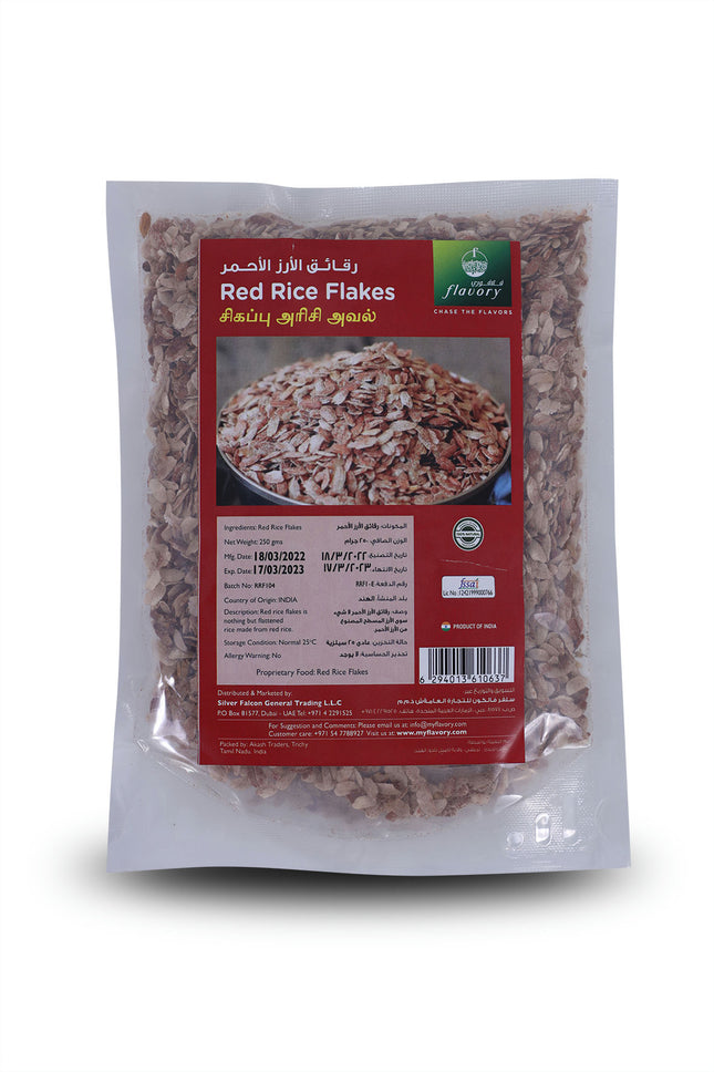 Flavory Red Rice Flakes, Nutritious and Flavorful Traditional South Indian Ingredient, Rich in Fiber and Essential Nutrients, Ideal for Healthy Breakfast, Porridge & Snacks, 250g