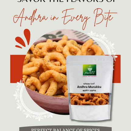 Flavory Andhra Murukku, Traditional South Indian Snack Made with Rice Flour & Spices, Crispy & Savory, 100g