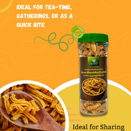 Flavory Masala (Ceylon) Muruku, Traditional South Indian Snack Made with Rice Flour & Spices, Crispy & Flavorful, 150g