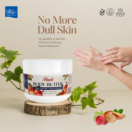 GC Beauty Care Peach Body Butter – 170ml / 5.7oz – Long-Lasting Moisturizer with UVA & UVB Protection – For All Skin Types