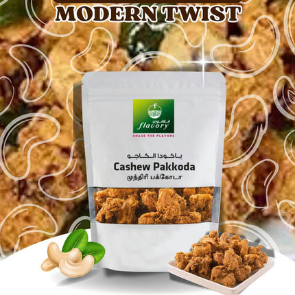 Flavory Cashew Pakkoda (South Indian Savory Snack), Crispy Snack Made with Cashews, Gram Flour & Spices, 100g