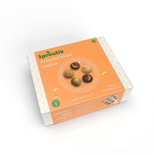 Flavory Assorted Millet Laddu, Healthy Snack Made with Mixed Millets, Ghee & Jaggery, Nutritious & Delicious, 150g