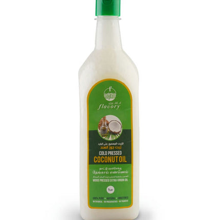 Flavory Cold Pressed Coconut Oil, Pure & Natural Oil for Cooking and Skincare, 1 Litre