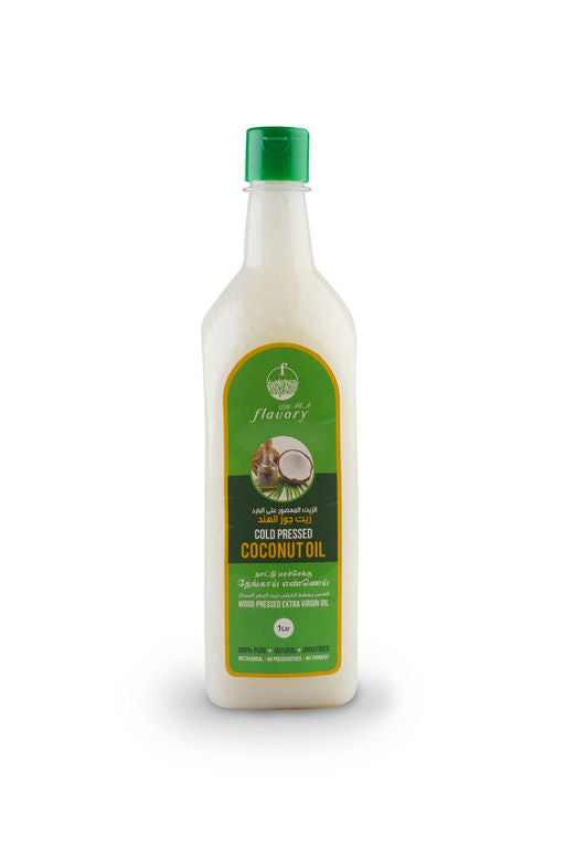 Flavory Cold Pressed Coconut Oil, Pure & Natural Oil for Cooking and Skincare, 1 Litre