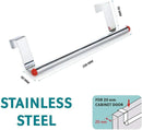 Buy and Bill Over Cabinet Door Kitchen Towel Holder - Stainless Steel (Length: 23 cm, Silver-Red)