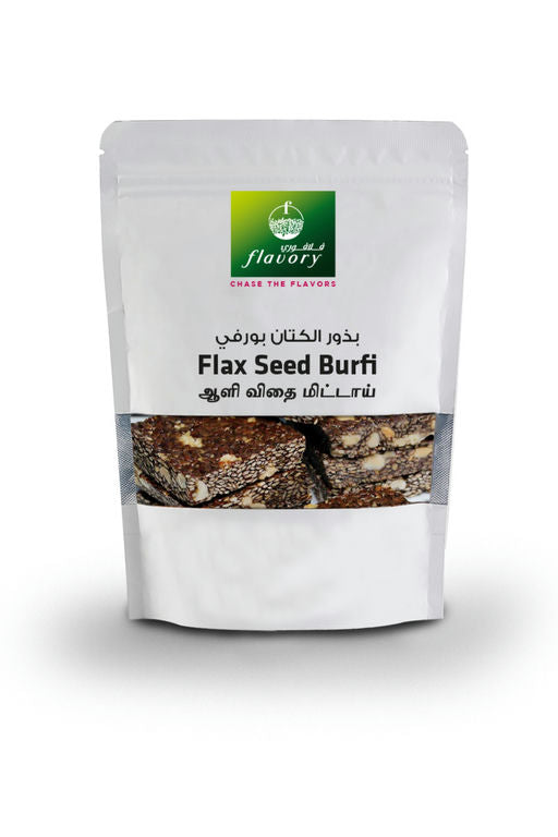 Flavory Flax Seed Candy (Burfi), Traditional Healthy Indian Sweet Made with Flax Seeds, Jaggery & Spices, 100g