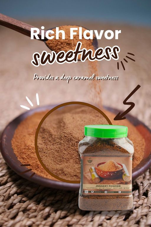 Flavory Jaggery Powder (Nattu Sarkarai), Pure & Natural Sweetener, 750g Jar