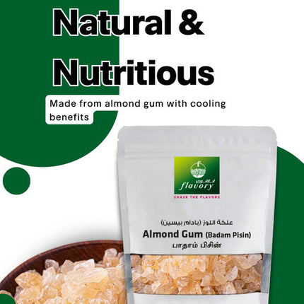 Flavory Almond Gum (Badam Pisin), Natural and Healthy, Rich in Nutrients, 100g